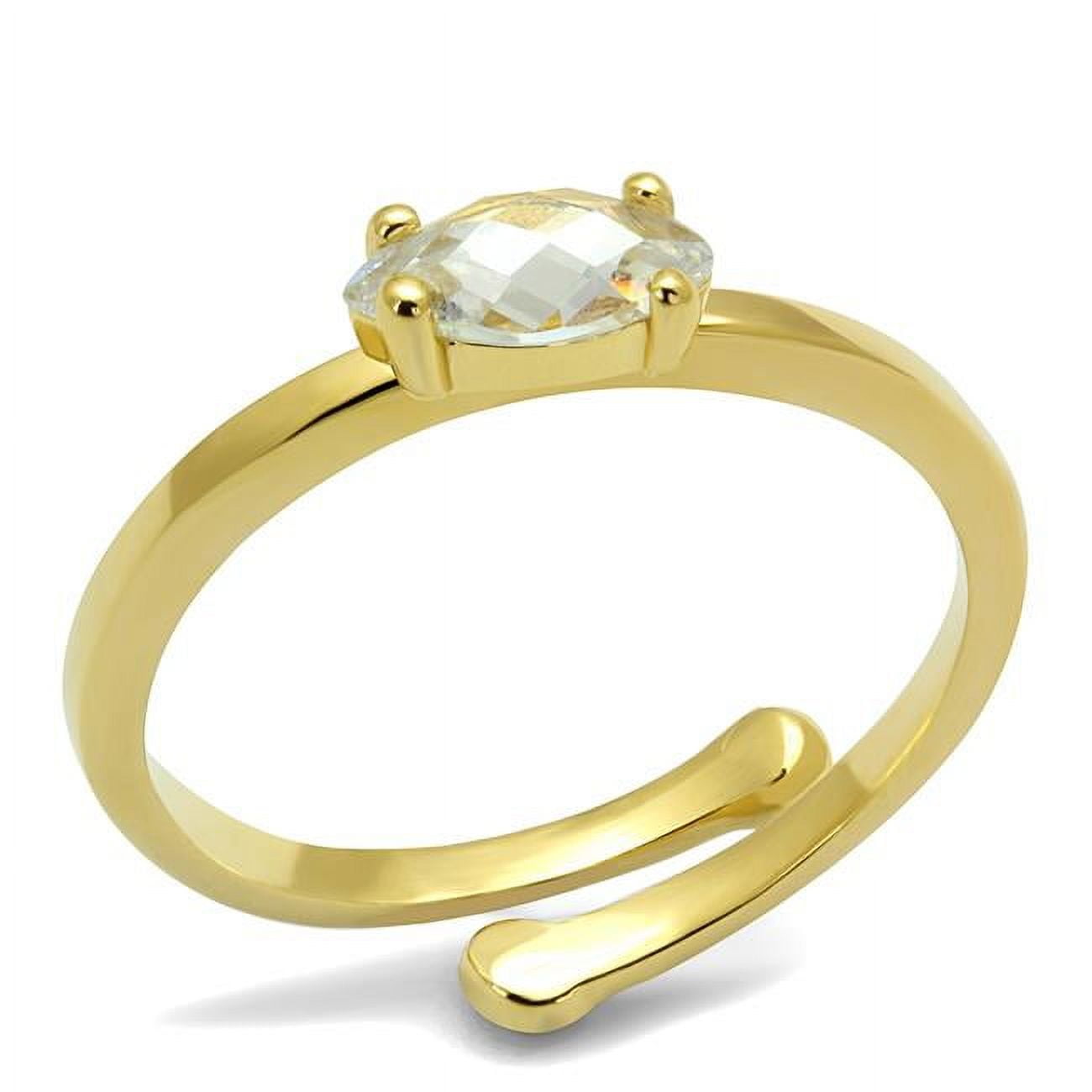 Women Flash Gold Brass Ring with AAA Grade CZ in Clear - Size 8