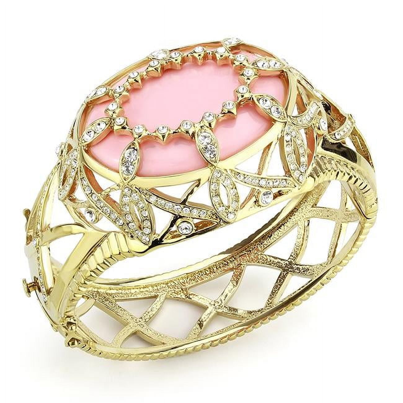 Women Gold Brass Bangle with Synthetic in Rose - 6.75 in.