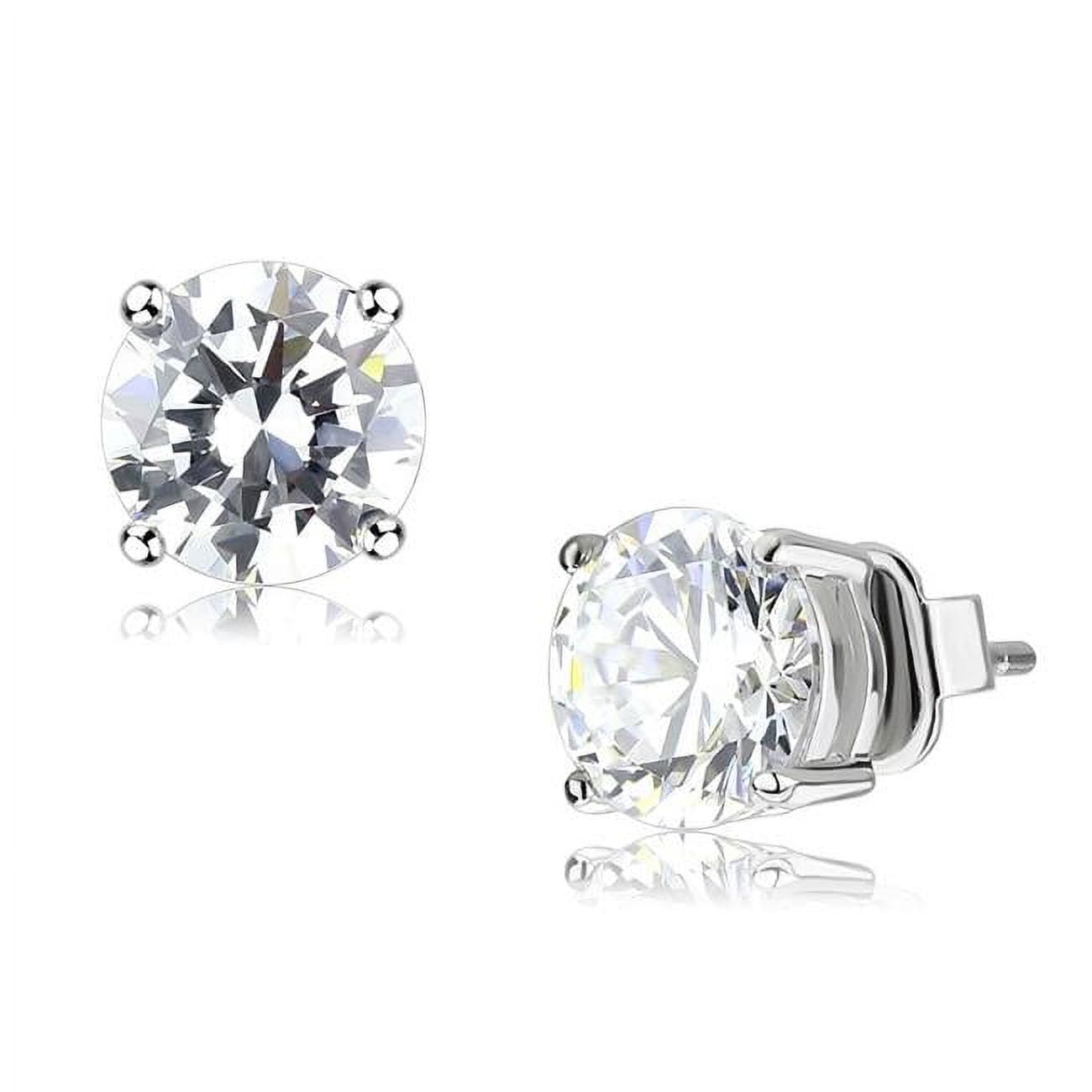 Picture of Alamode LO4632 Unisex Rhodium Brass Earrings with AAA Grade CZ in Clear