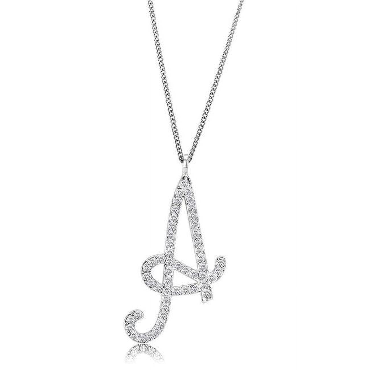 Women Silver Brass Chain Pendant with Top Grade Crystal in Clear