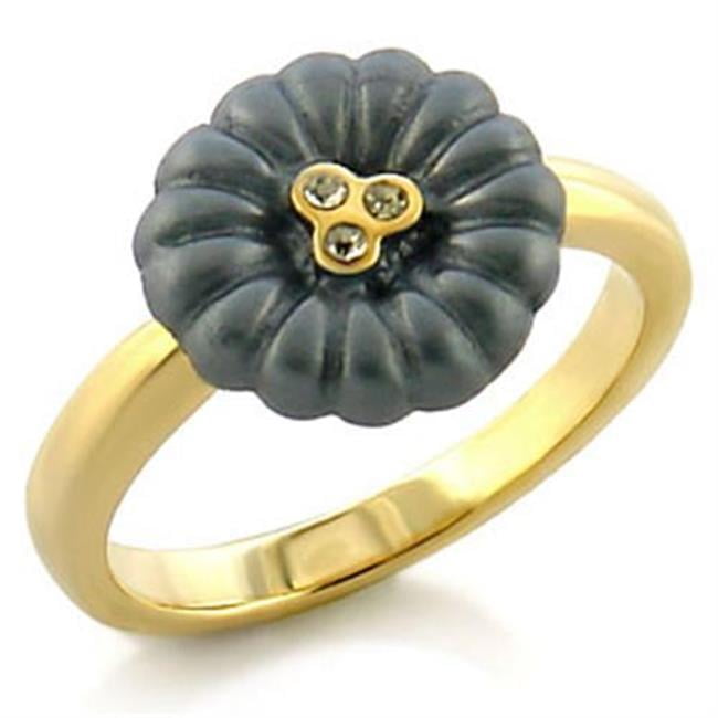 LO519-6 Women Gold White Metal Ring with Top Grade Crystal in Blue Topaz - Size 6