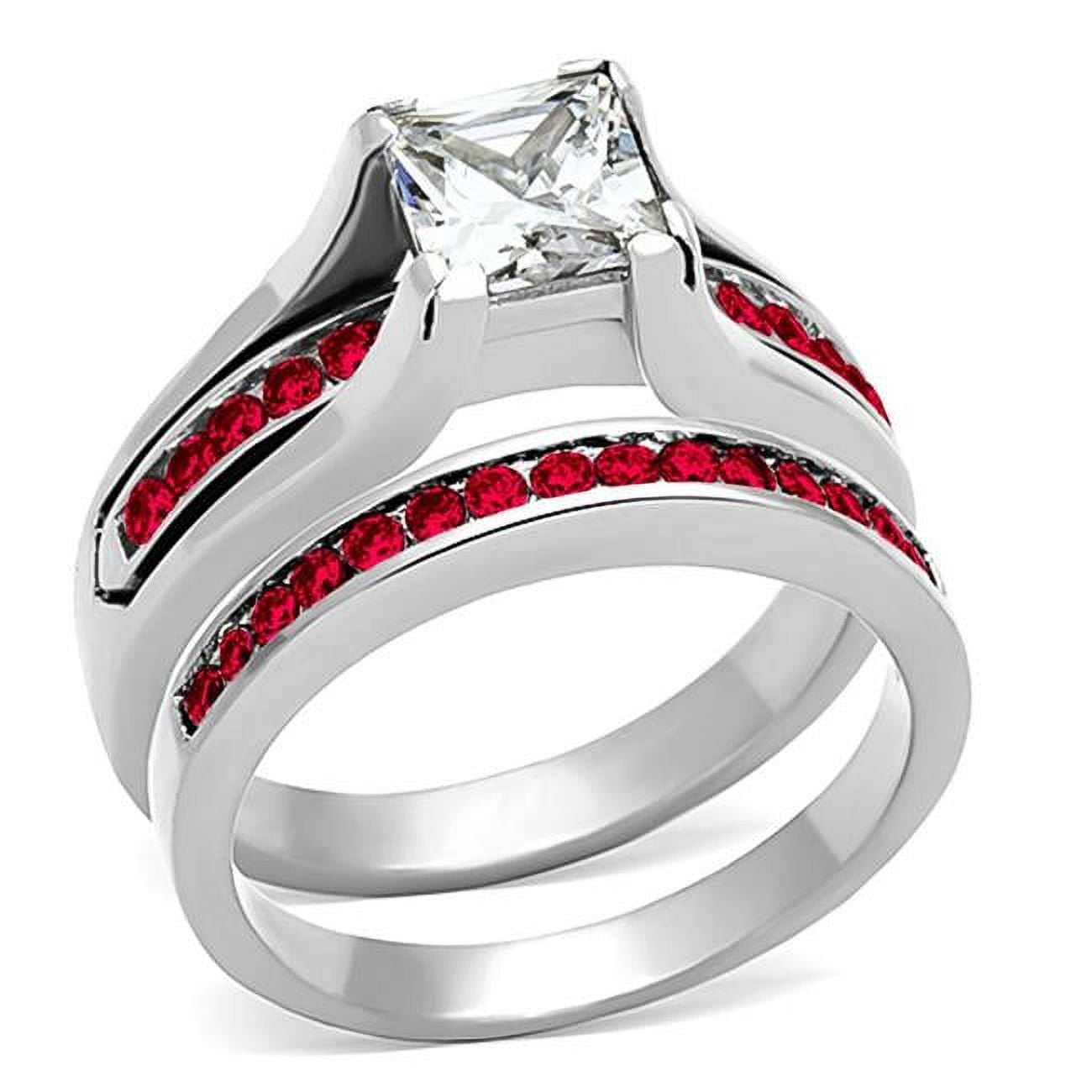Women High Polished Stainless Steel Ring with AAA Grade CZ in K2 - Size 10
