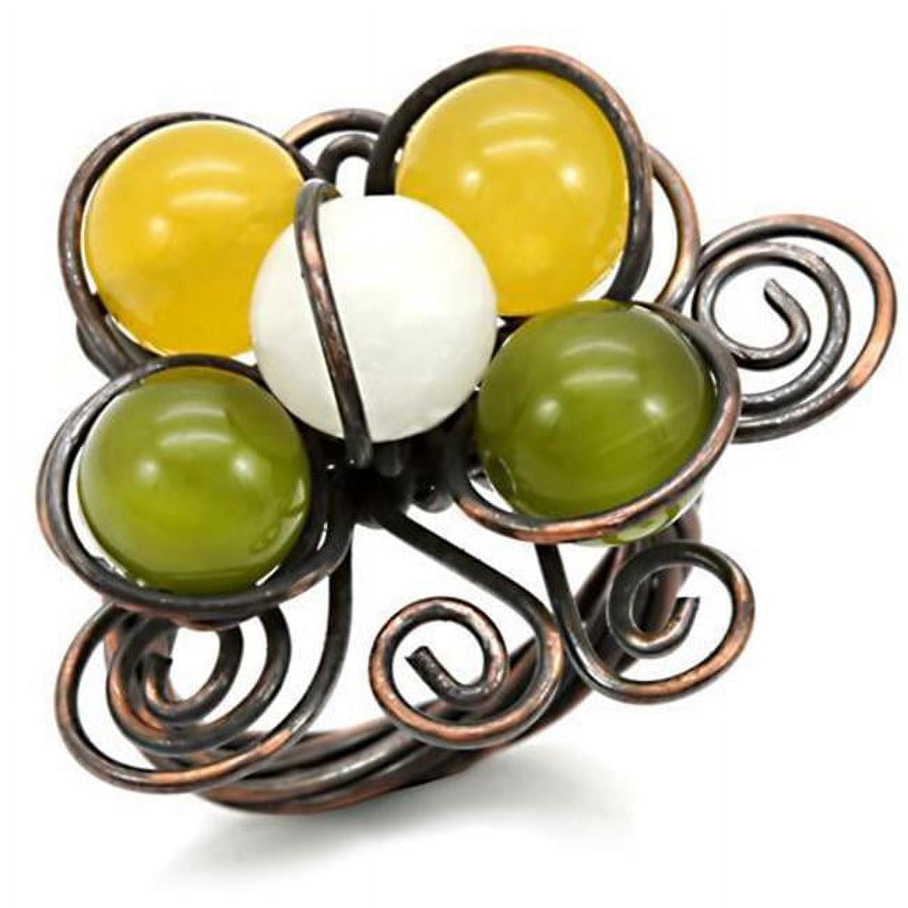 Women Antique Tone Brass Ring with Assorted in Multi Color - Size 7