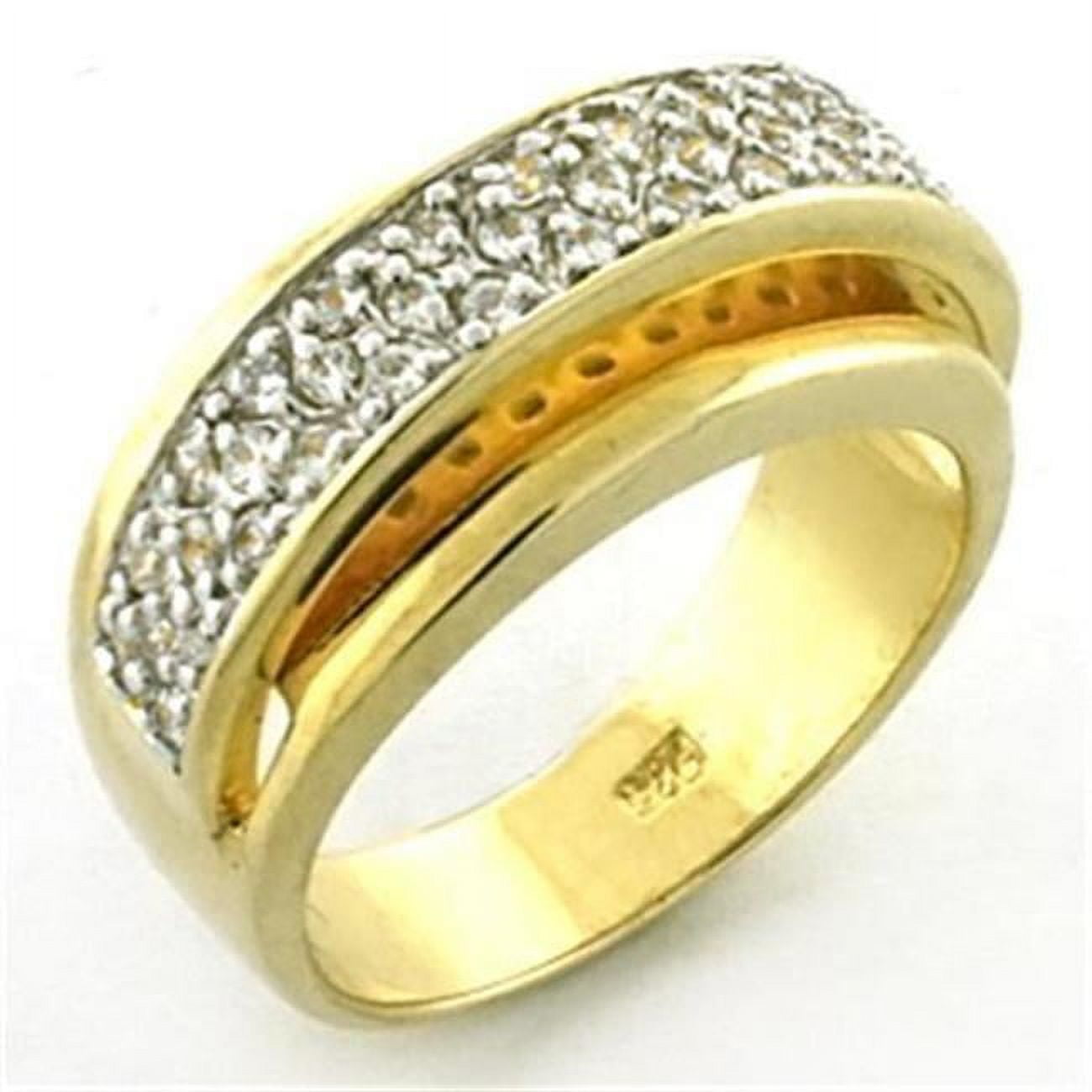 Women Gold & Rhodium 925 Sterling Silver Ring with AAA Grade CZ in Clear - Size 8