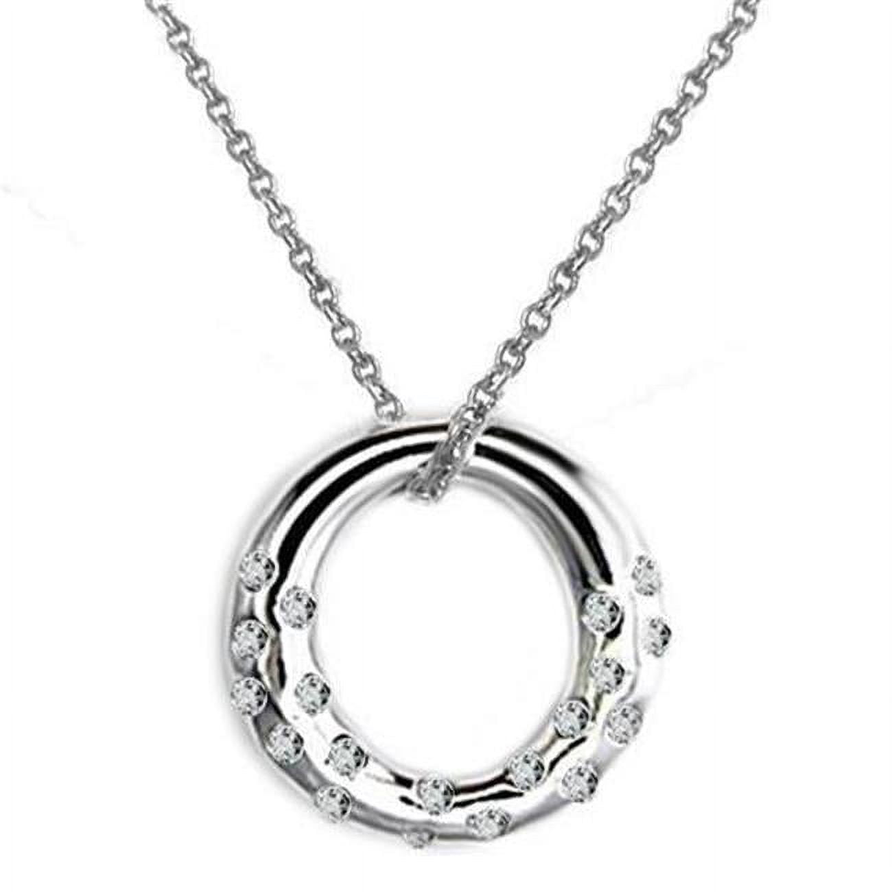 Picture of Alamode LOAS1319-16 Women High Polished 925 Sterling Silver Chain Pendant with AAA Grade CZ in Clear - 16 in.