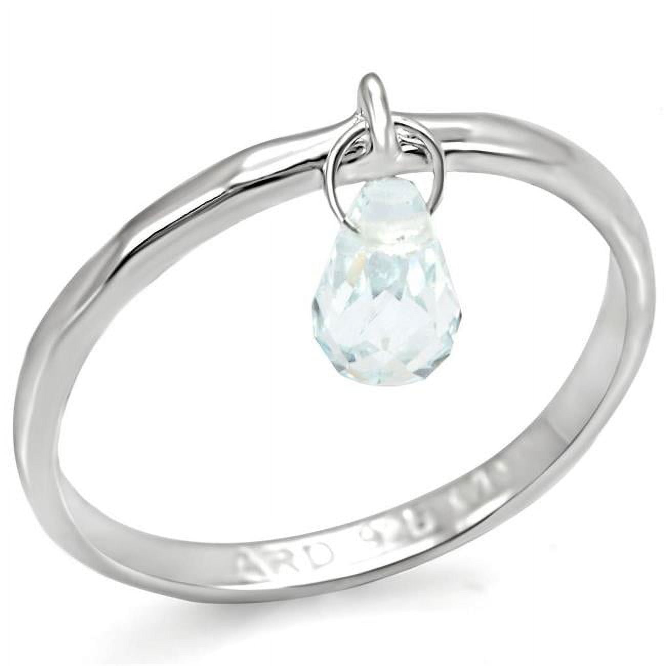 Women Silver 925 Sterling Silver Ring with Genuine Stone in Aquamarine - Size 7