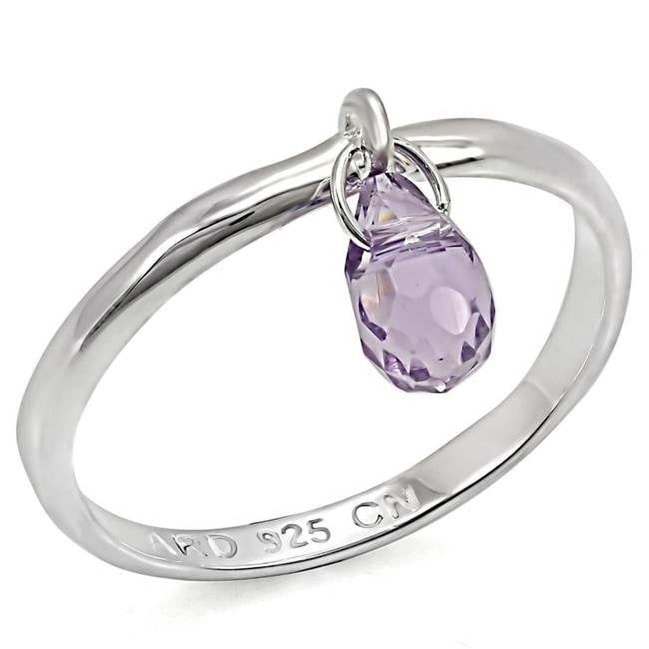 Women Silver 925 Sterling Silver Ring with Genuine Stone in Amethyst - Size 7
