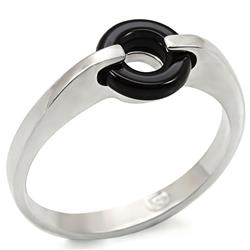 Women Silver 925 Sterling Silver Ring with Semi-Precious in Jet - Size 10