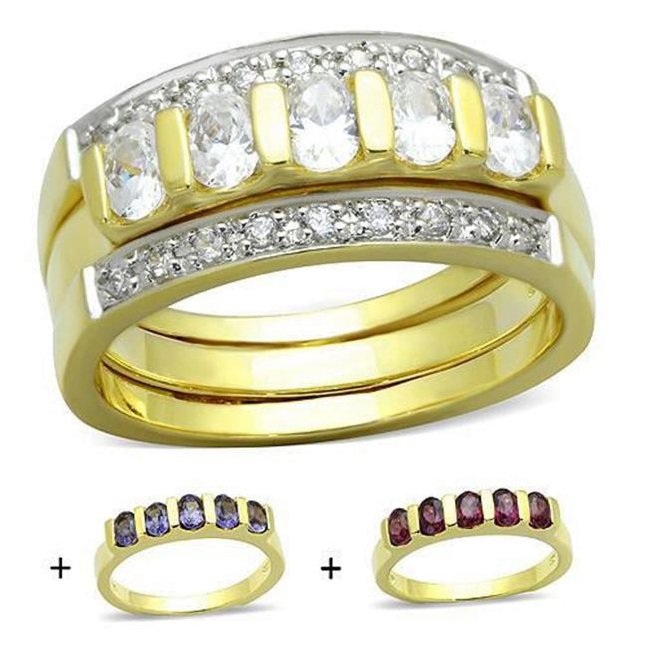 Women Gold 925 Sterling Silver Ring with AAA Grade CZ in Multi Color - Size 8