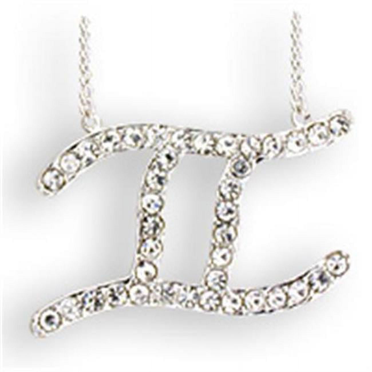Picture of Alamode SNK10-18 Women Silver Brass Chain Pendant with Top Grade Crystal in Clear - 18 in.