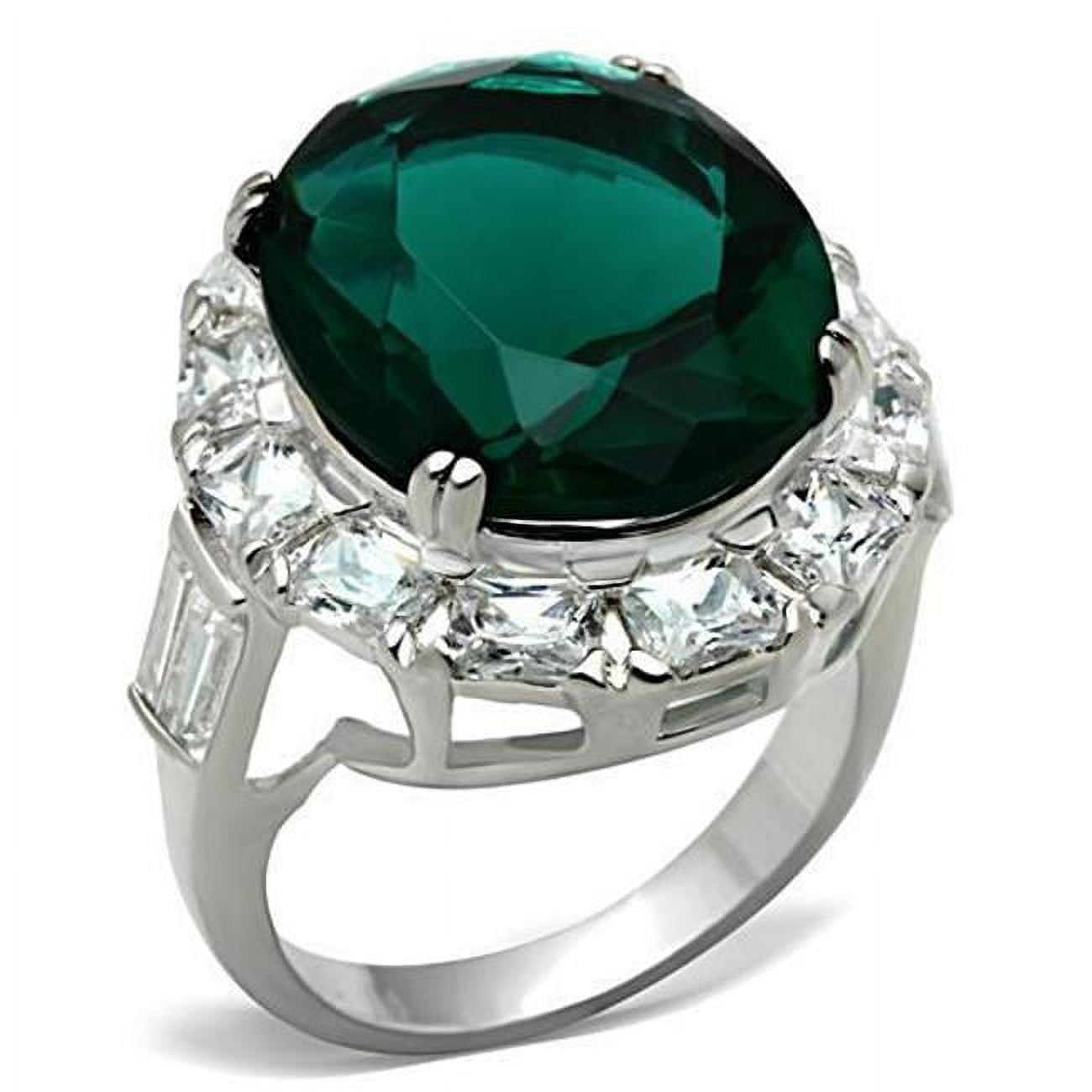 SS007-8 Women Silver 925 Sterling Silver Ring with Synthetic in Blue Zircon - Size 8