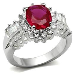 Women Silver 925 Sterling Silver Ring with AAA Grade CZ in Ruby - Size 10