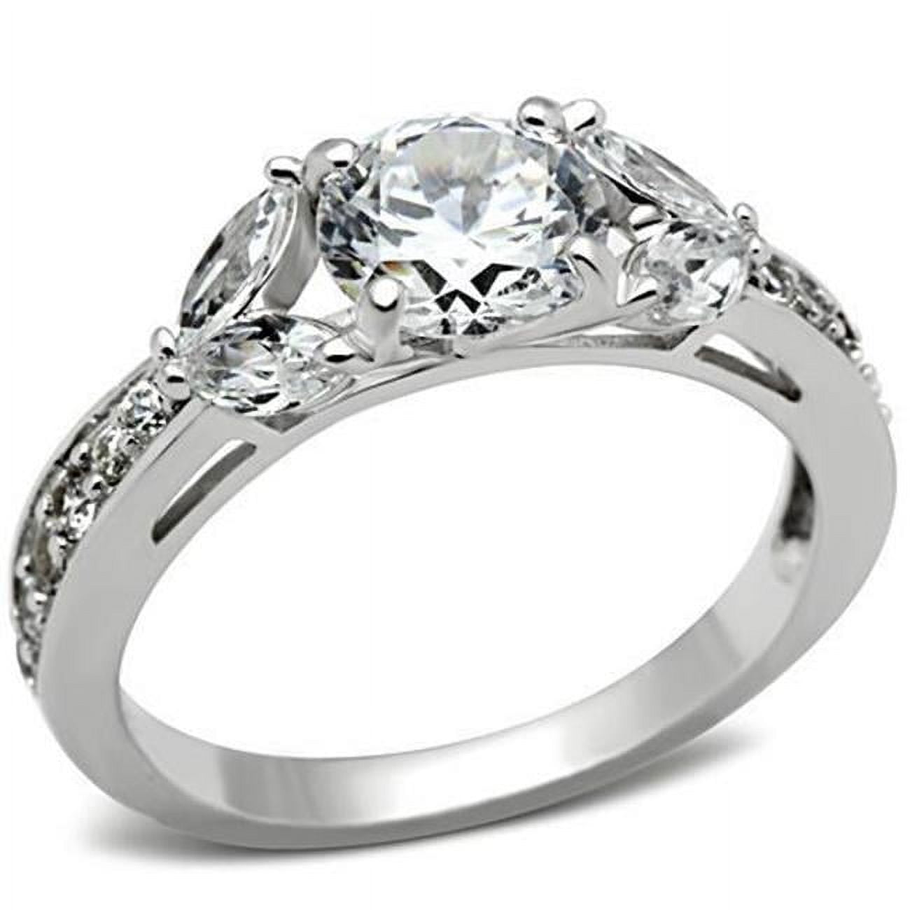 SS059-9 Women Silver 925 Sterling Silver Ring with AAA Grade CZ in Clear - Size 9