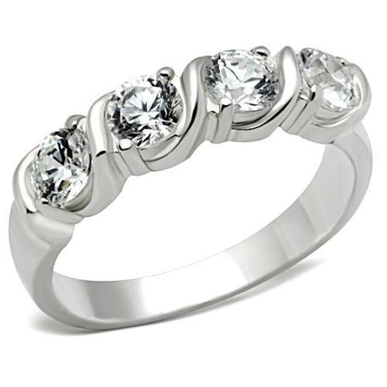Women Silver 925 Sterling Silver Ring with AAA Grade CZ in Clear - Size 5