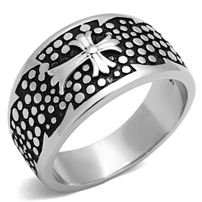 Men High Polished Stainless Steel Ring with Epoxy in Jet - Size 10