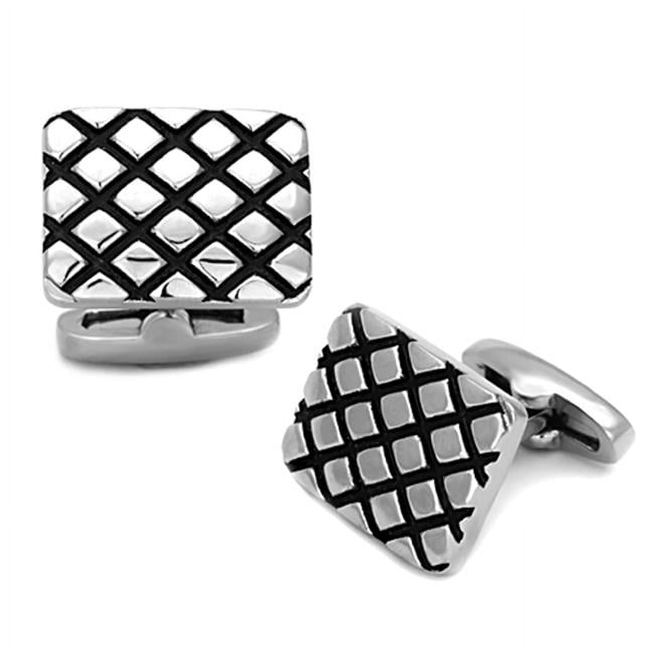 Picture of Alamode TK1266 Men High Polished Stainless Steel Cufflink with Epoxy in Jet