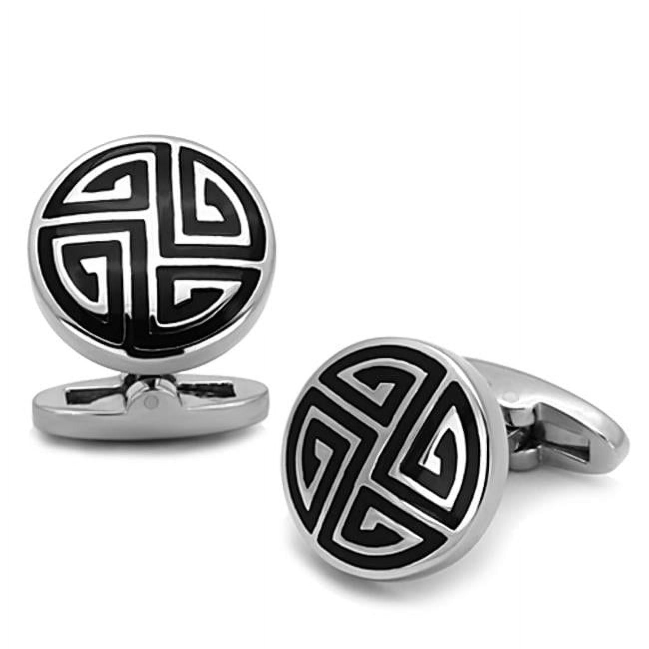 Picture of Alamode TK1257 Men High Polished Stainless Steel Cufflink with Epoxy in Jet
