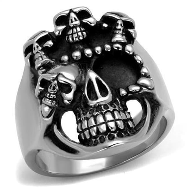 Men High Polished Stainless Steel Ring with Epoxy in Jet - Size 8