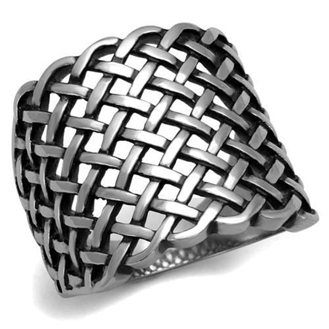 Men High Polished Stainless Steel Ring with Epoxy in Jet - Size 9