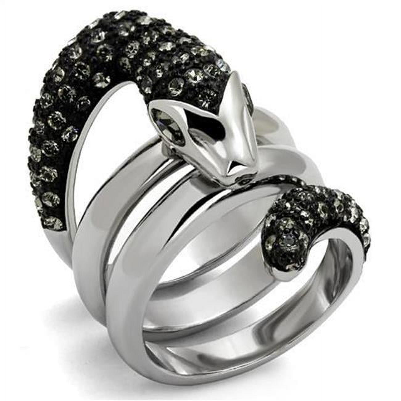 Unisex Two-Tone IP Black Stainless Steel Ring with Top Grade Crystal in Black Diamond - Size 11