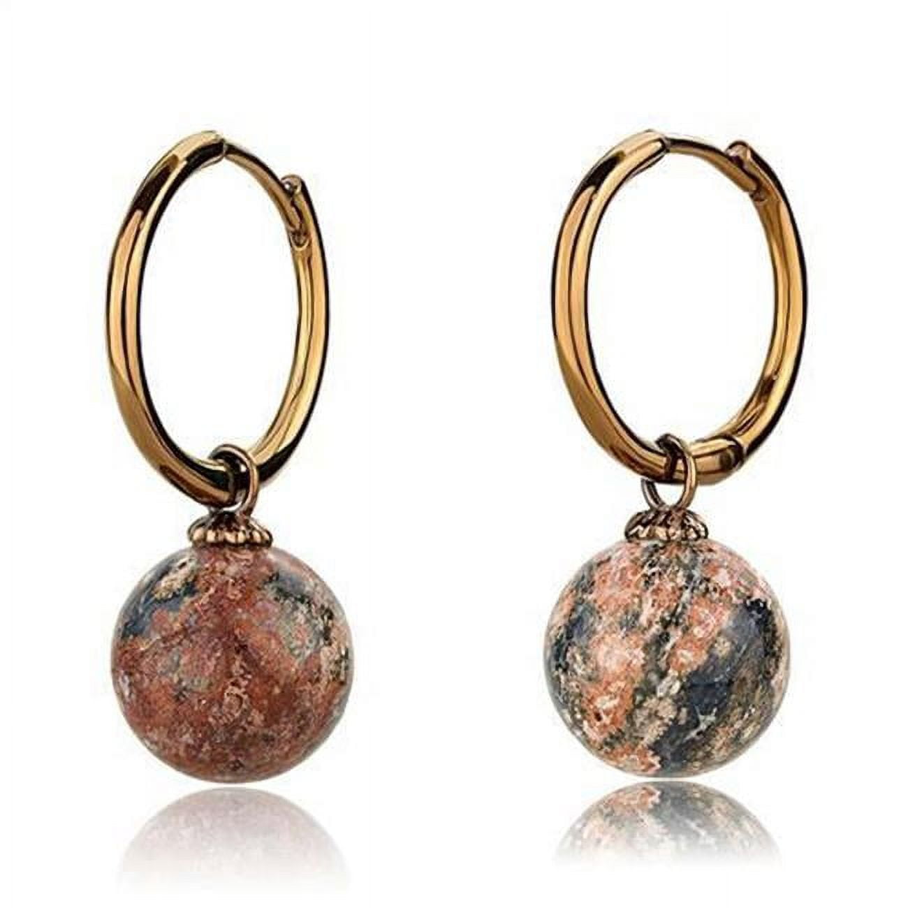 TK2572 Women IP Coffee Light Stainless Steel Earrings with Semi-Precious in Multi Color
