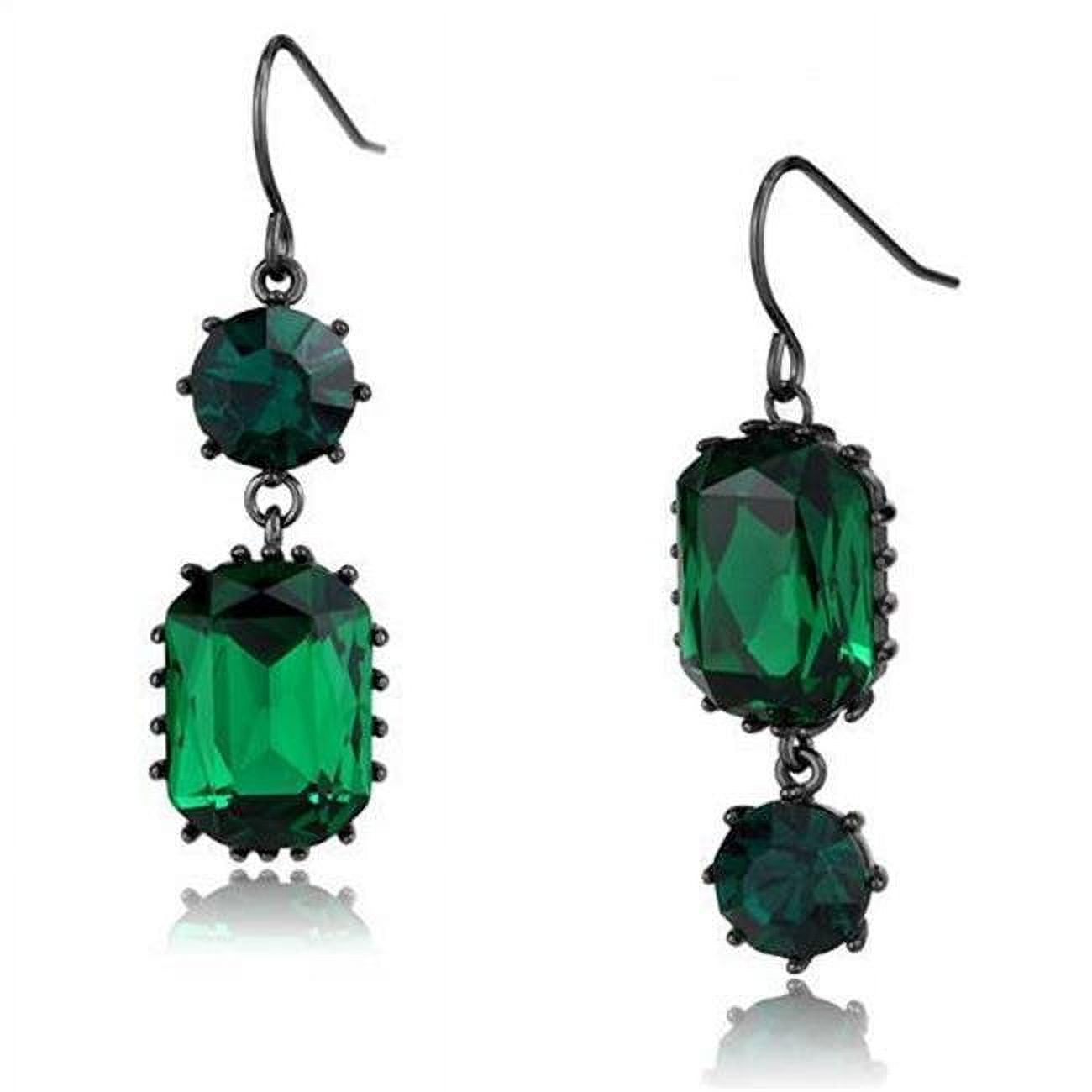 TK2817 Women IP Dark Brown Stainless Steel Earrings with Top Grade Crystal in Emerald