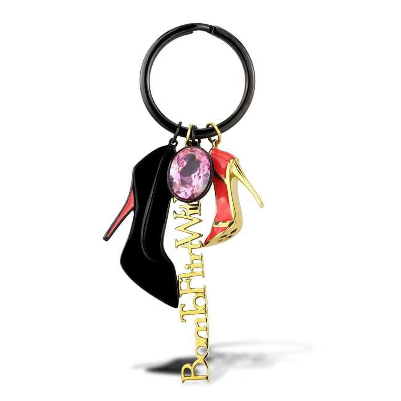 Picture of Alamode TK2913 Women IP Gold & IP Black Stainless Steel Key Ring with AAA Grade CZ in Rose