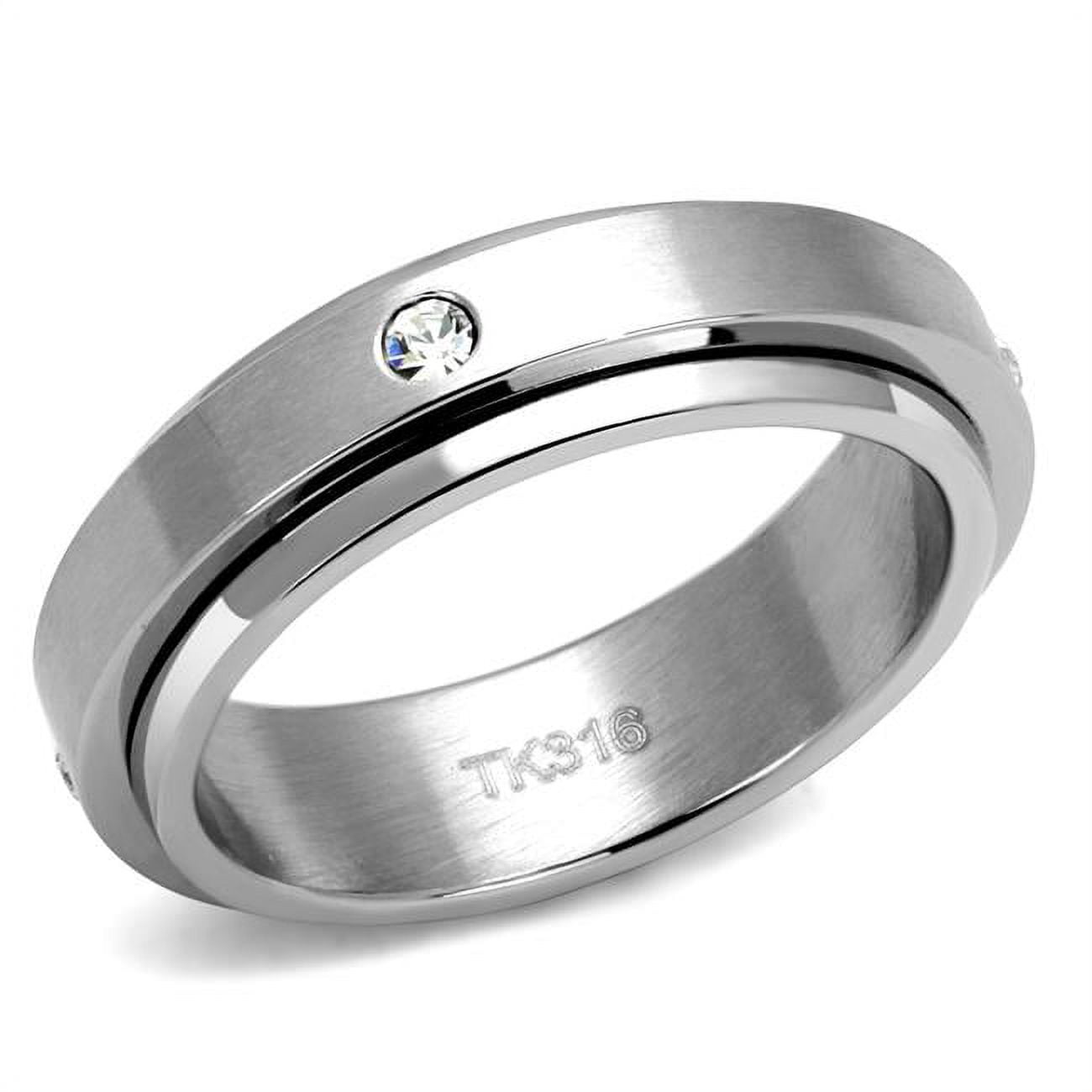 TK2933-12 Men High Polished Stainless Steel Ring with AAA Grade CZ in Clear - Size 12