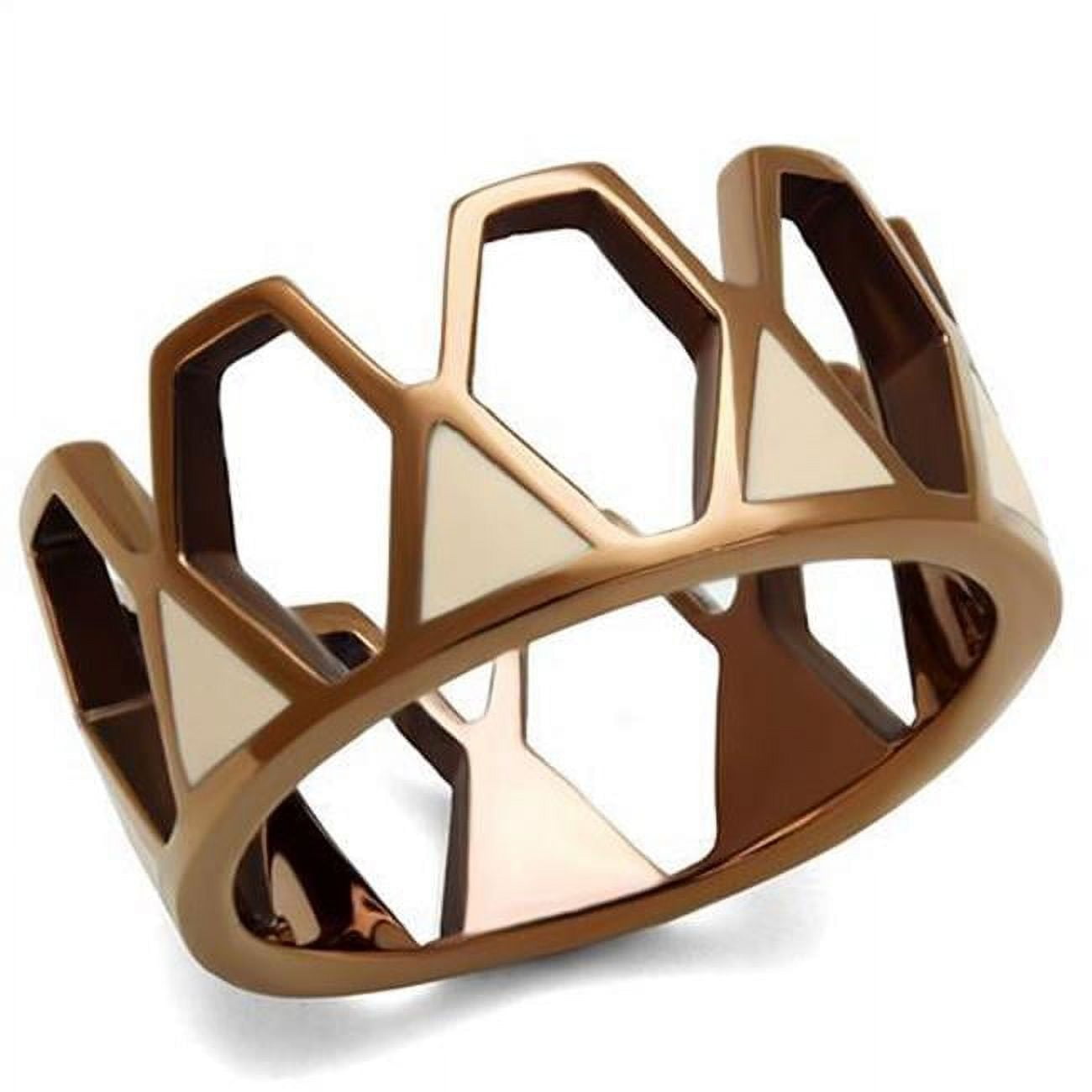 TK2968-9 Women IP Coffee Light Stainless Steel Ring with Epoxy in Champagne - Size 9