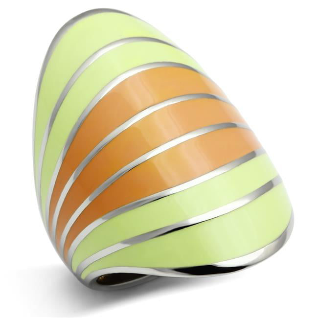 Women High Polished Stainless Steel Ring with Epoxy in Multi Color - Size 7