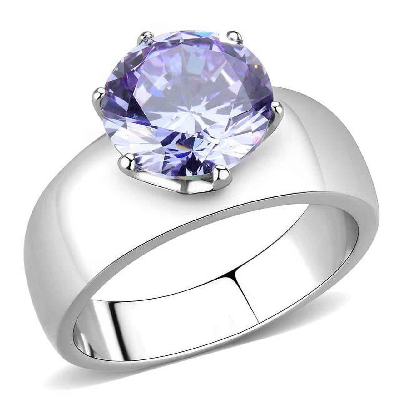 Women High Polished Stainless Steel Ring with AAA Grade CZ in K2 - Size 7