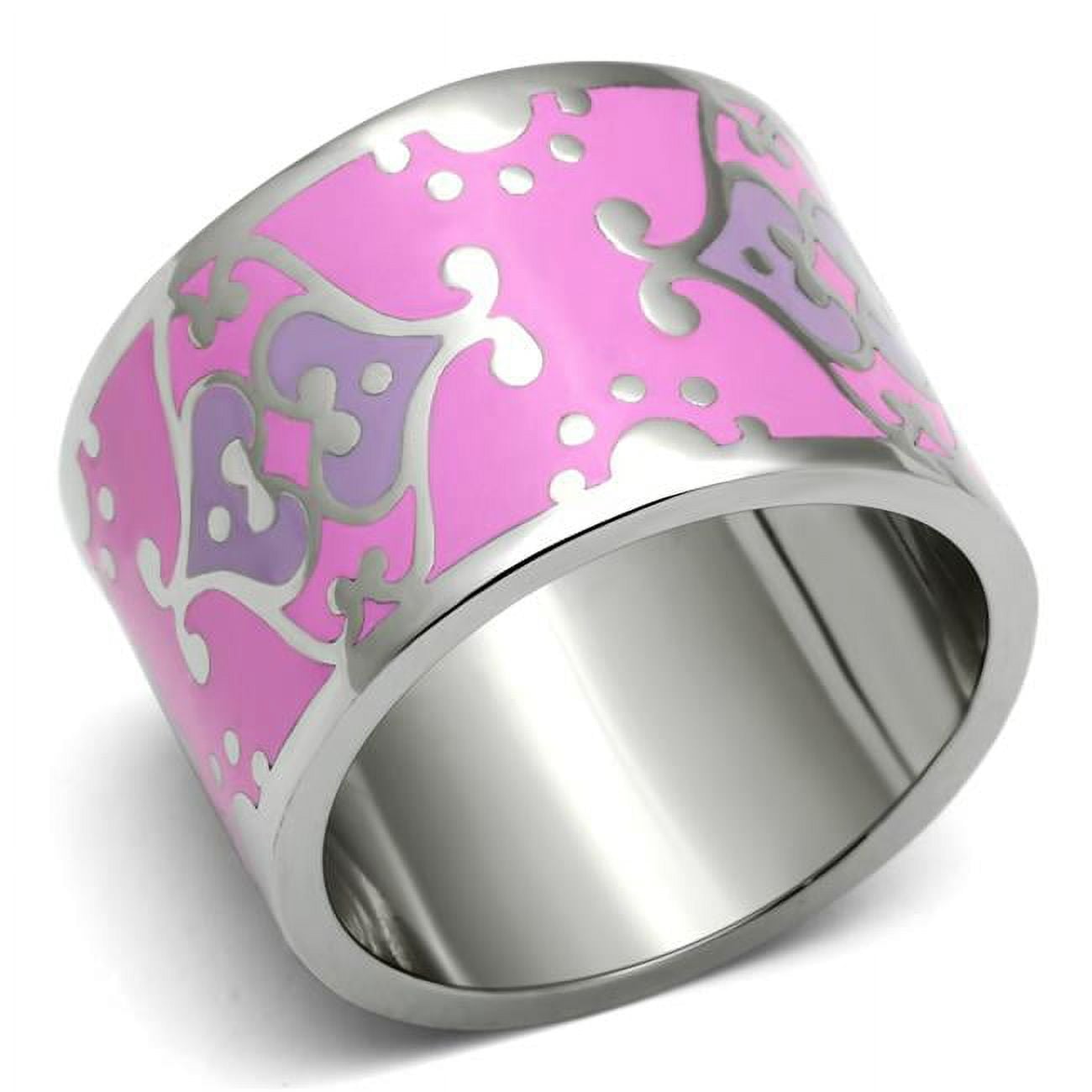 Women High Polished Stainless Steel Ring with Epoxy in Multi Color - Size 7