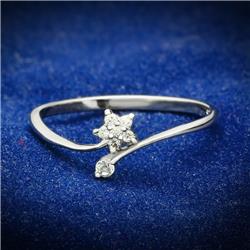 Women Rhodium 925 Sterling Silver Ring with AAA Grade CZ in Clear - Size 9
