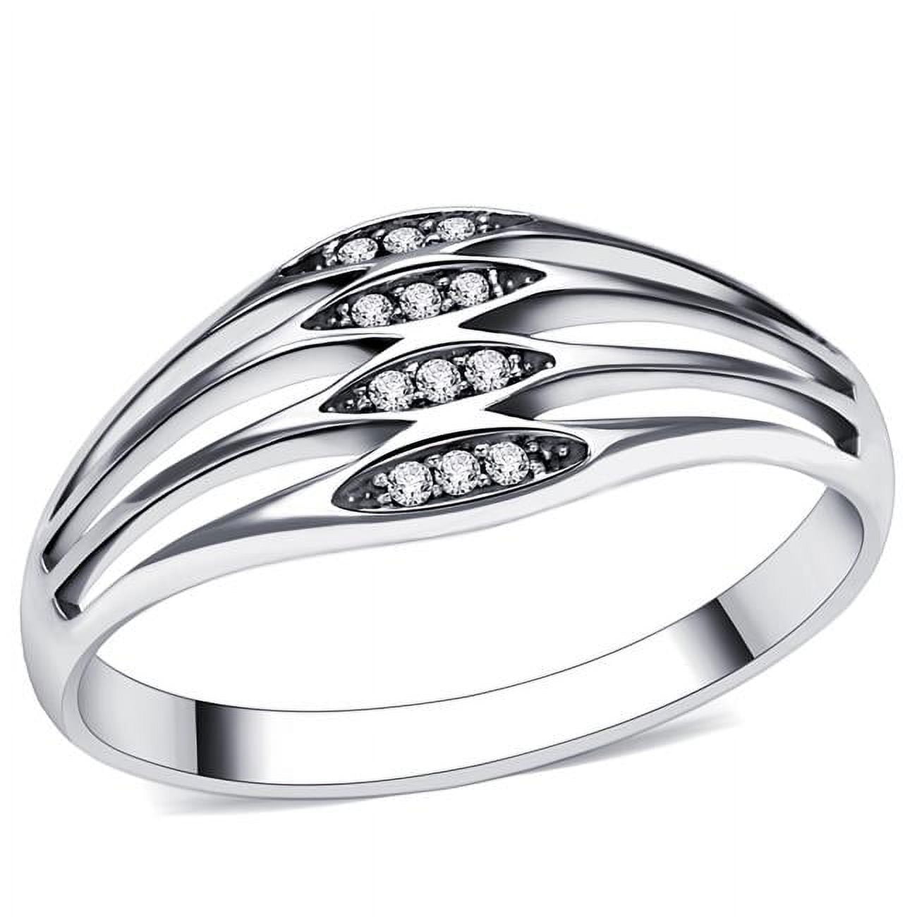 Women Rhodium 925 Sterling Silver Ring with AAA Grade CZ in Clear - Size 9