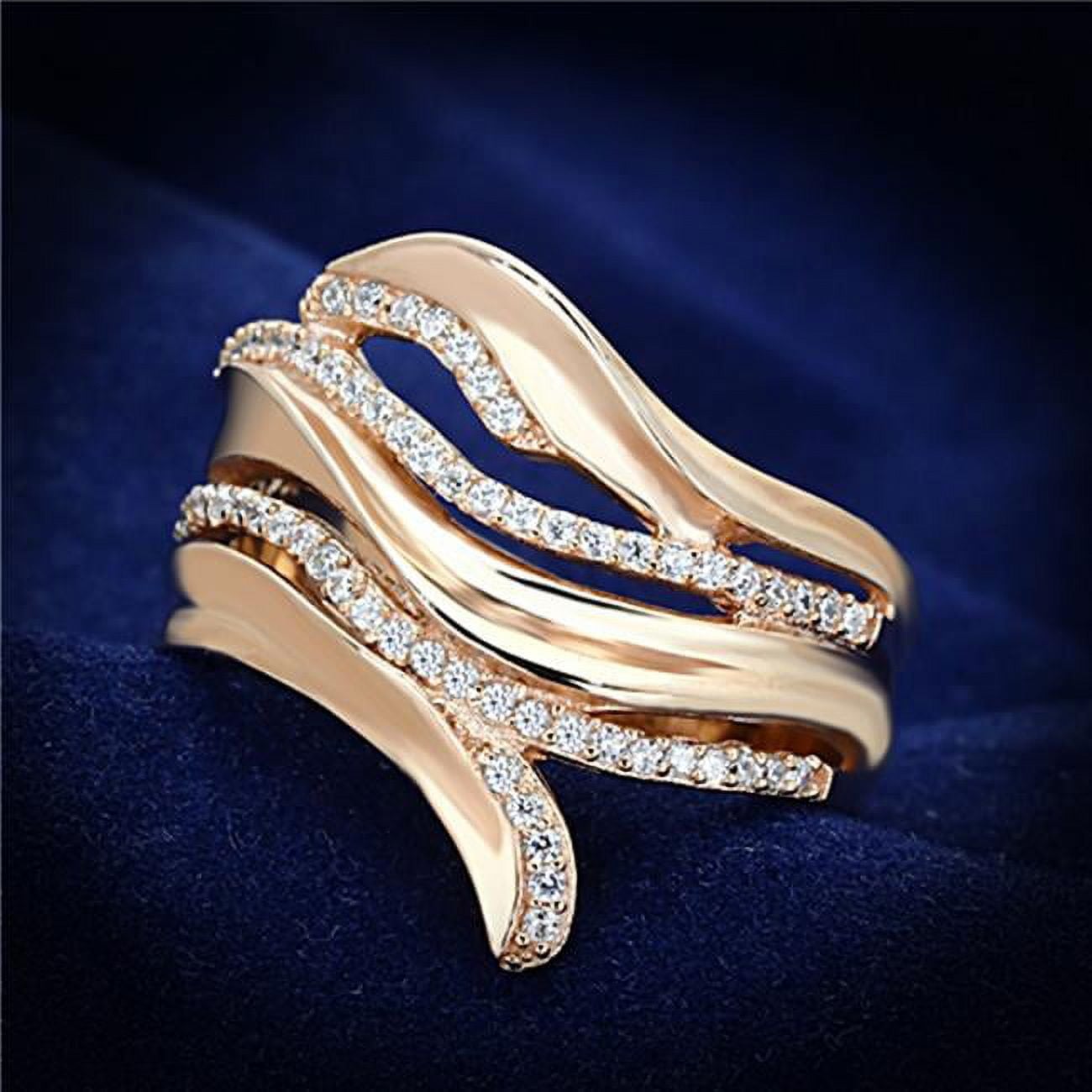 TS168-8 Women Rose Gold 925 Sterling Silver Ring with AAA Grade CZ in Clear - Size 8