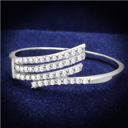 Women Rhodium 925 Sterling Silver Ring with AAA Grade CZ in Clear - Size 6