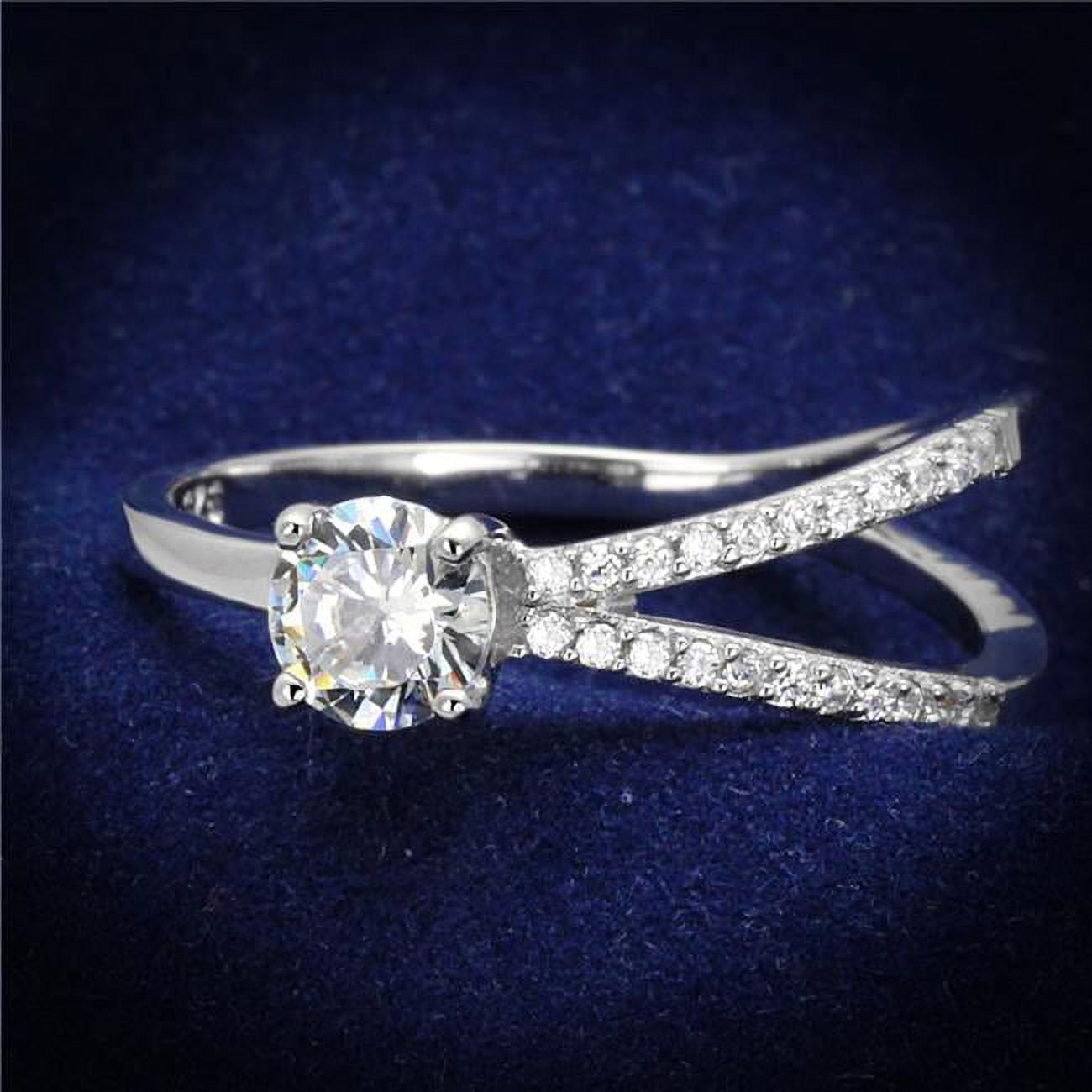 Women Rhodium 925 Sterling Silver Ring with AAA Grade CZ in Clear - Size 8