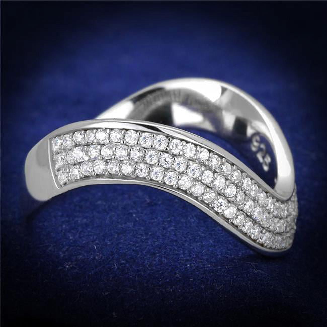Women Rhodium 925 Sterling Silver Ring with AAA Grade CZ in Clear - Size 8
