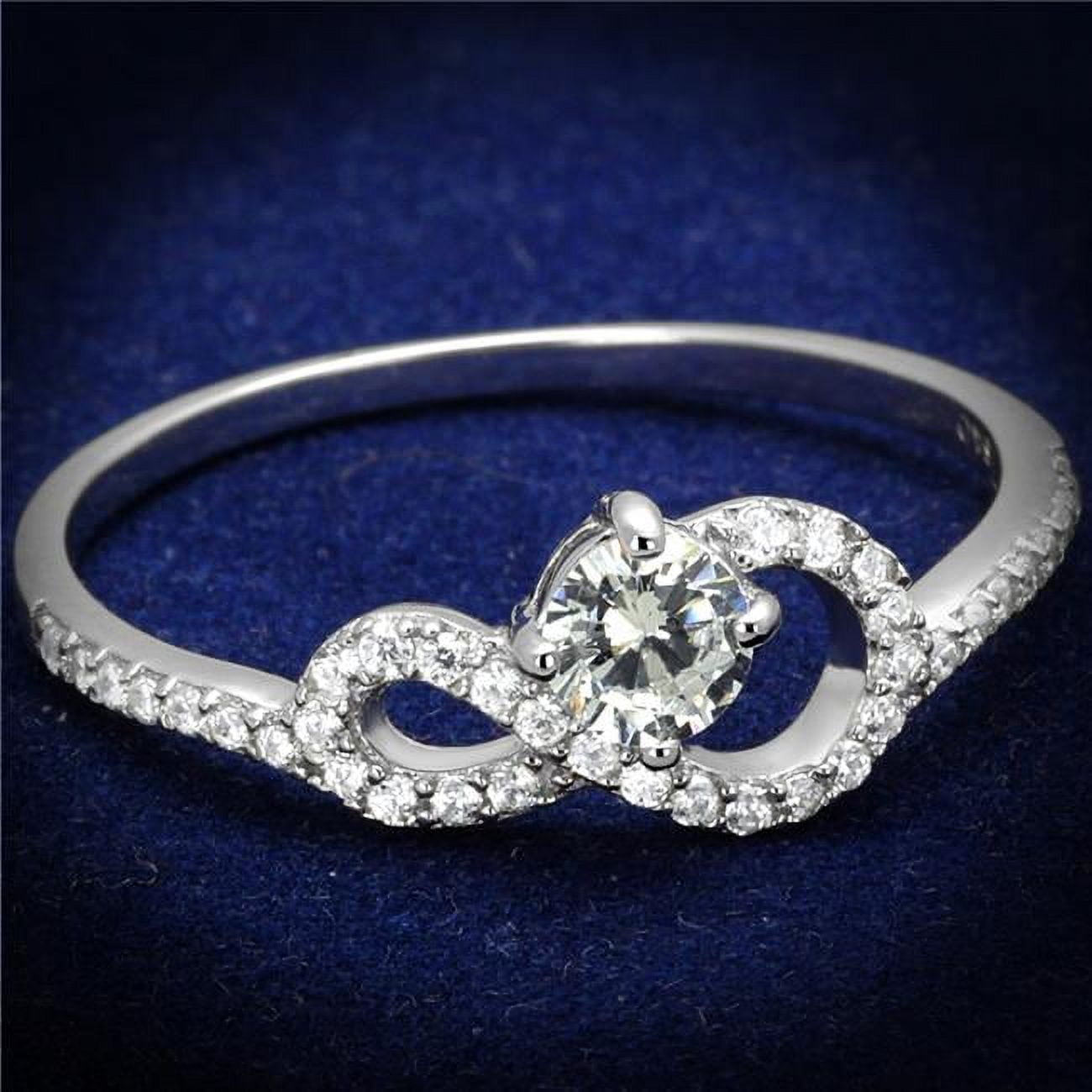 Women Rhodium 925 Sterling Silver Ring with AAA Grade CZ in Clear - Size 7