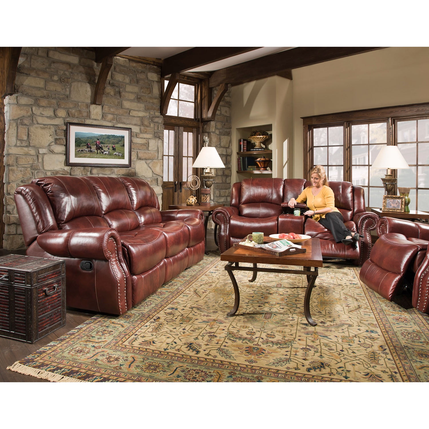 CMF 98528A2PC-OB 2 piece Telluride Living Set Sofa & Loveseat - Oxblood