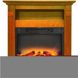 Picture of CMF CAM3437-1TEKLG2 Sienna Fireplace Mantel with Logs & Grate Insert Teak - 33.9 x 10.4 x 37 in.