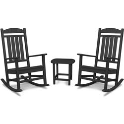 Picture of Hanover PINE3PC-BLK Pineapple Cay 3 Piece All-Weather Porch Rocking Chair Set with 2 Rockers & 18 in. Side Table in Black