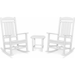 Picture of Hanover PINE3PC-WHT Pineapple Cay 3 Piece All-Weather Porch Rocking Chair Set with 2 Rockers & 18 in. Side Table in White