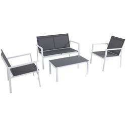 Picture of Mod Furniture HARP4PC-WG Harper 4 Piece Sling Seating Set - White & Gray