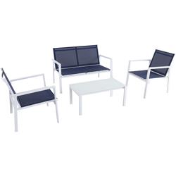 Picture of Mod Furniture HARP4PC-WN Harper 4 Piece Sling Seating Set - White & Navy
