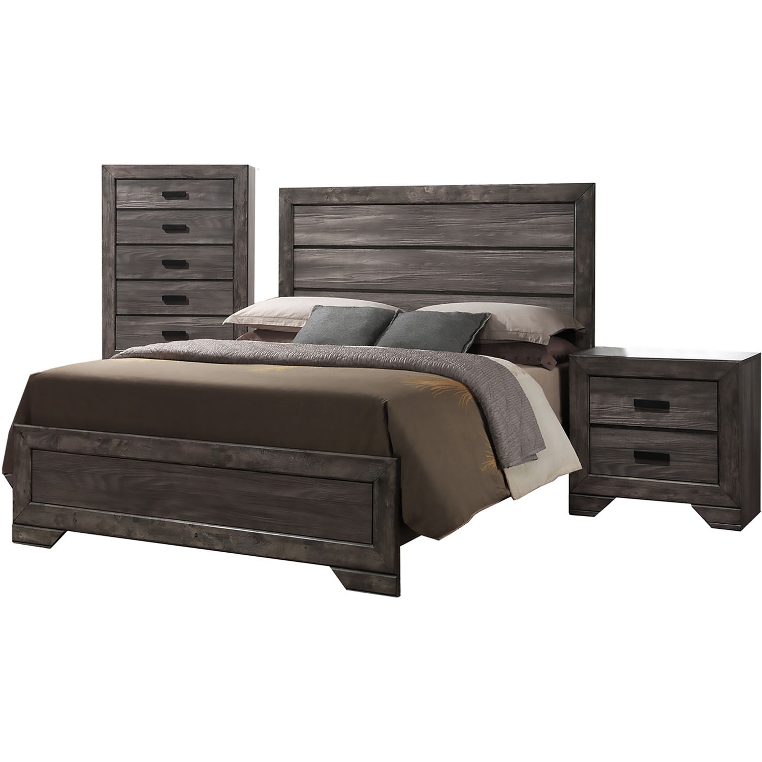 Picture of Cambridge 98116A3K1-WG Weather Gray Drexel Bedroom King Bed&#44; Chest & Nightstand Suite - 3 Piece