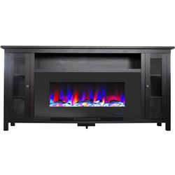 Picture of Cambridge CAM6938-2COF 70 in. Black Electric Fireplace Tv Stand with Multi-Color LED Flames&#44; Driftwood Log Display