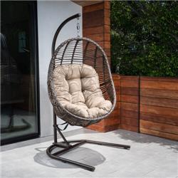 Picture of Hanover ISLAEGG-BRN Wicker Hanging Egg Chair with Cushion&#44; Brown