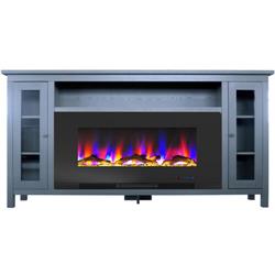 Picture of Cambridge CAM6938-2SBL 70 in. Slate Blue Electric Fireplace Tv Stand with Multi-Color LED Flames & Driftwood Log Display