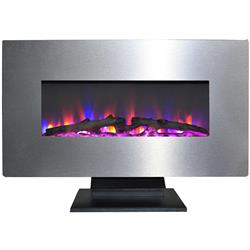 Picture of Cambridge CAM36WMEF-2SS 36 in. Metallic Electric Fireplace in Stainless Steel with Multi-Color Log Display